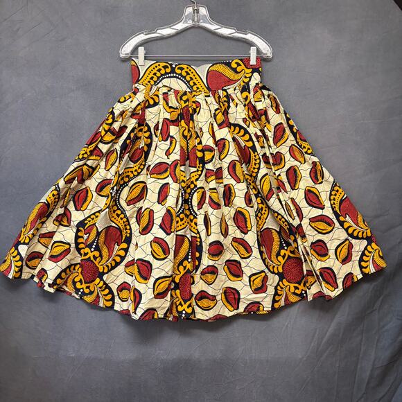 JiNaKI Skirt Seashells Puffy Midlength Wide Waist Swing Art to Wear Boho Western - Picture 1 of 13